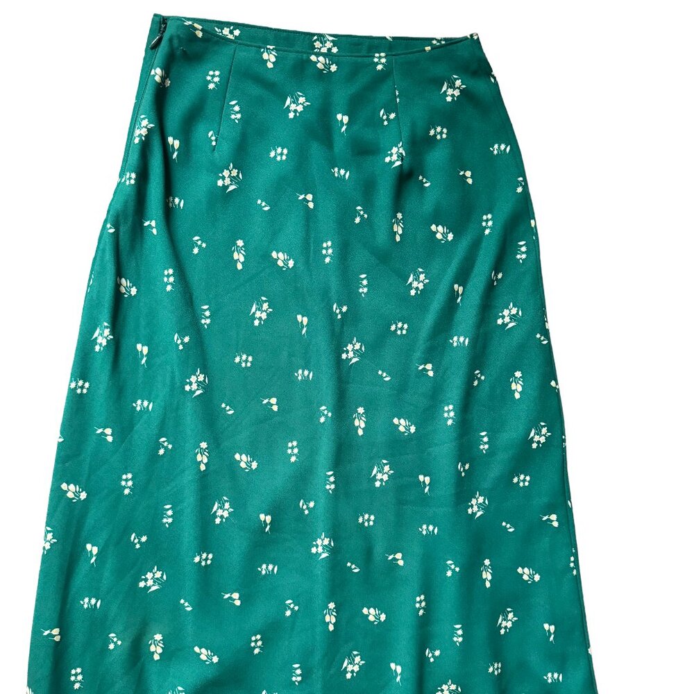 Abercrombie Teal Floral Midi Skirt
